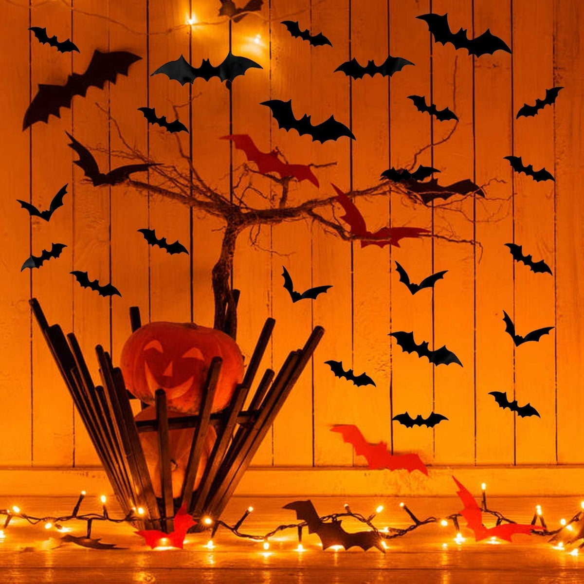 120-Piece 3D Halloween Bat Wall Decorations