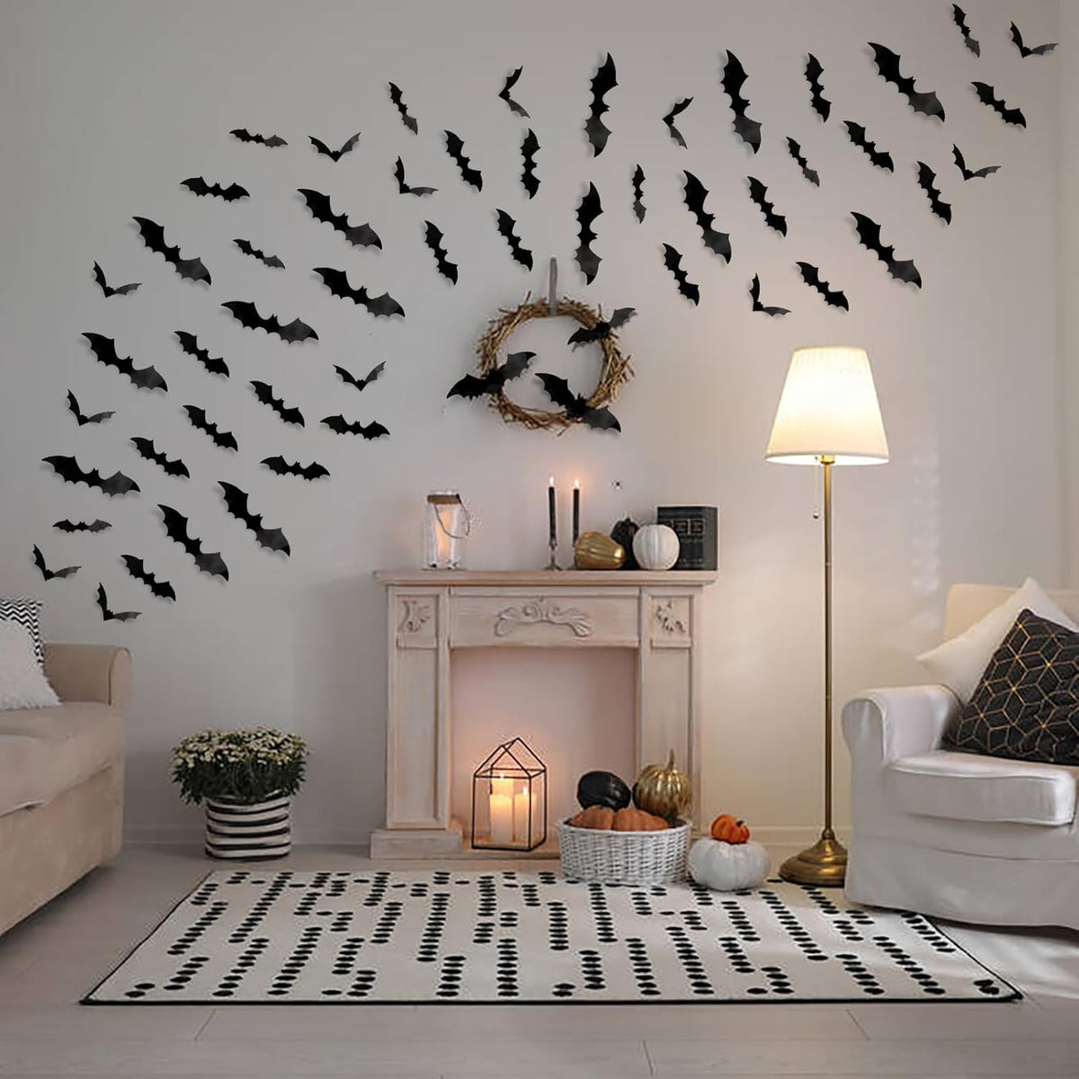 120-Piece 3D Halloween Bat Wall Decorations