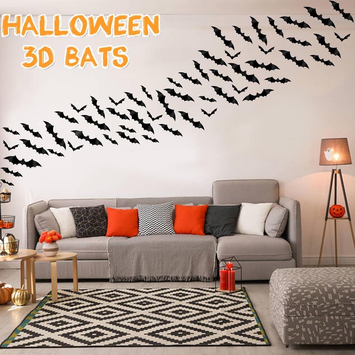 120-Piece 3D Halloween Bat Wall Decorations