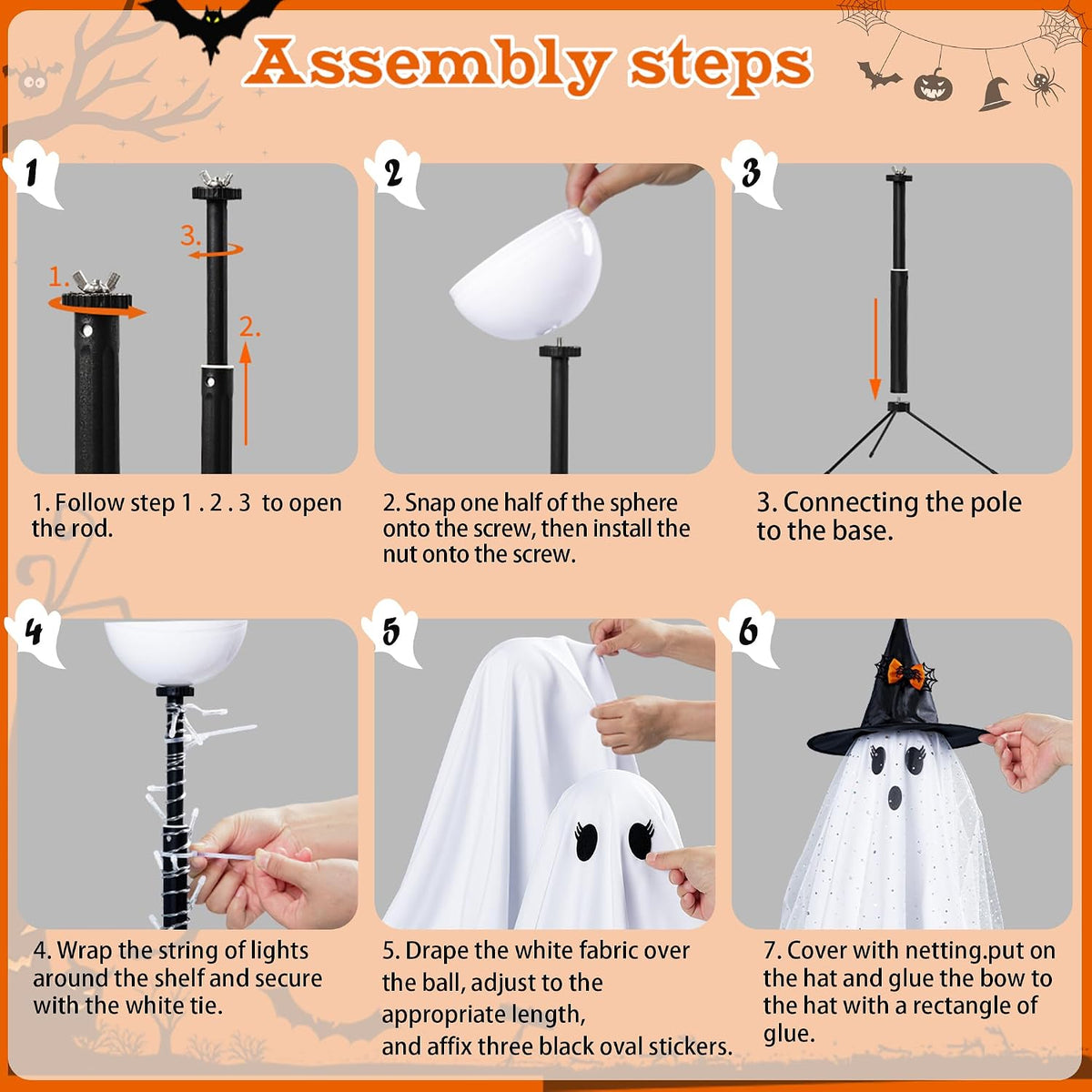2-Pack Halloween Light Up Ghost Decorations with Remote Control