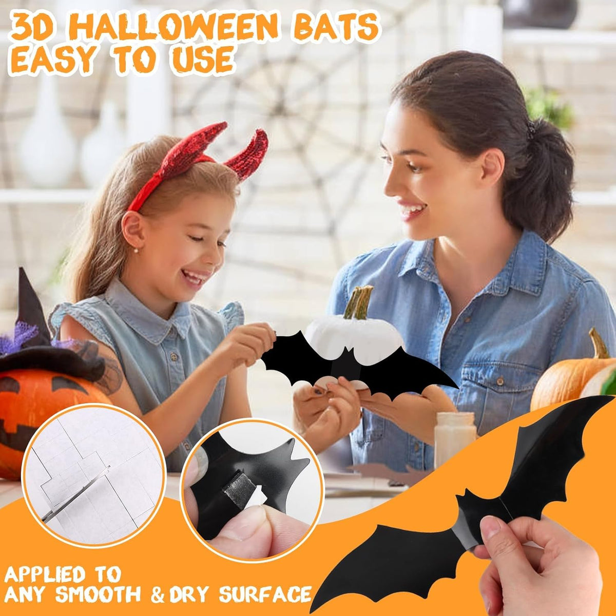 120-Piece 3D Halloween Bat Wall Decorations