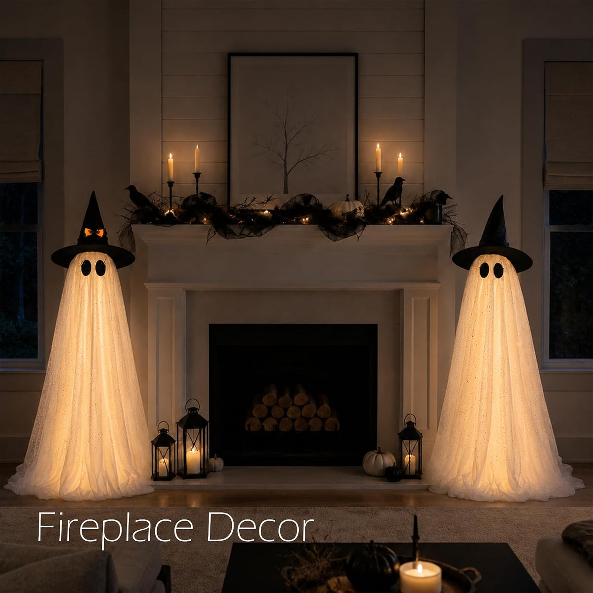 2-Pack Halloween Light Up Ghost Decorations with Remote Control