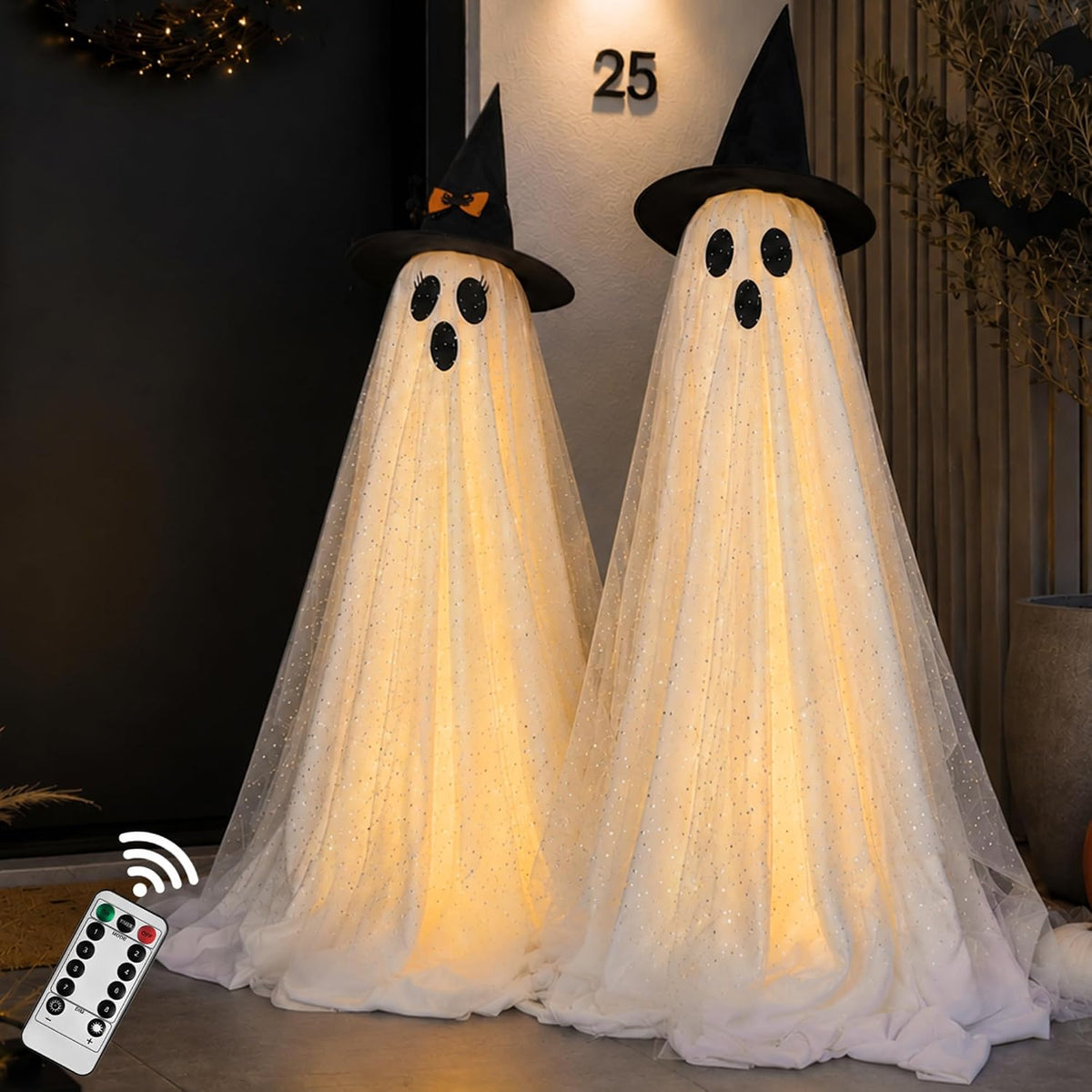 2-Pack Halloween Light Up Ghost Decorations with Remote Control