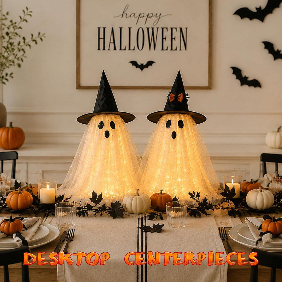 2-Pack Halloween Light Up Ghost Decorations with Remote Control