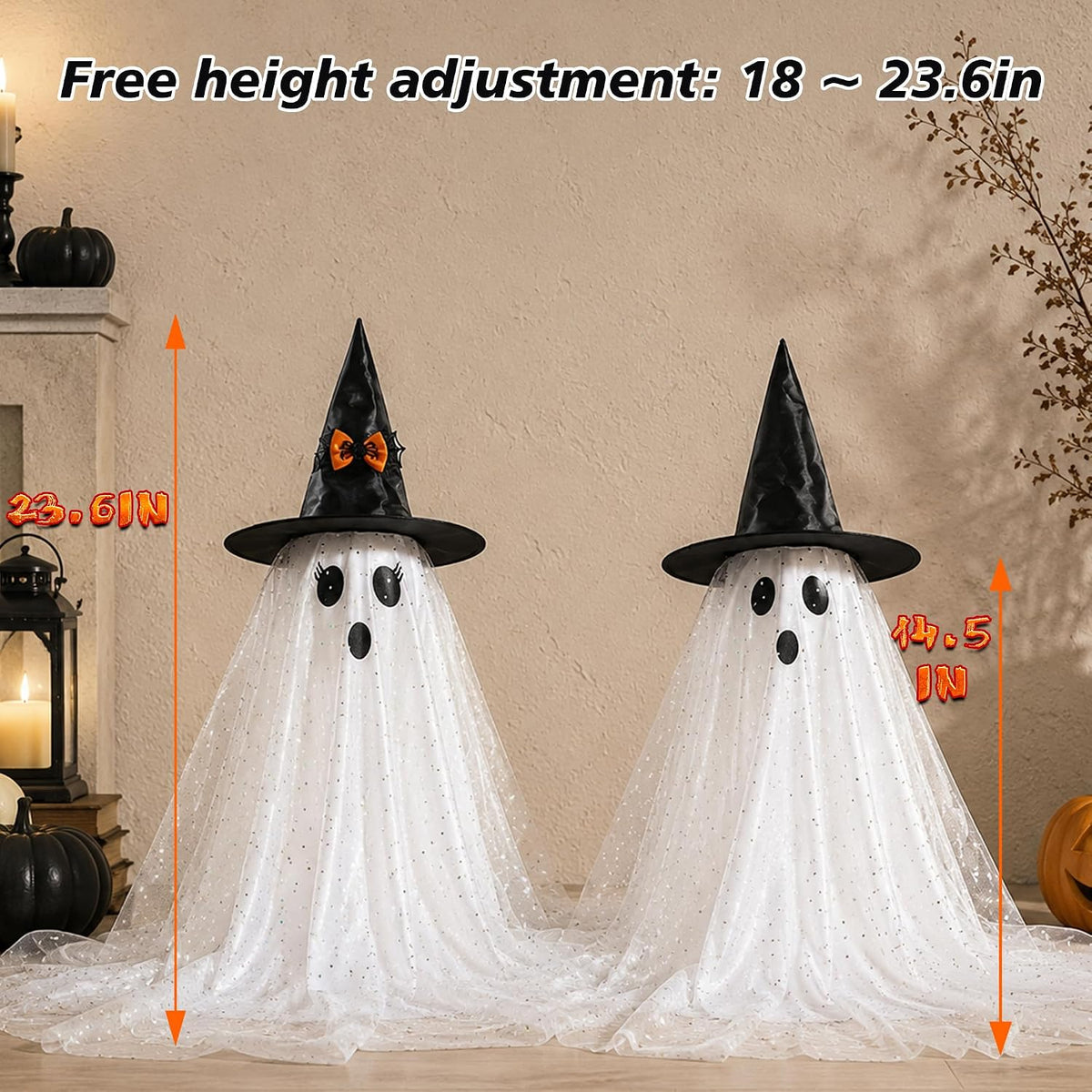 2-Pack Halloween Light Up Ghost Decorations with Remote Control