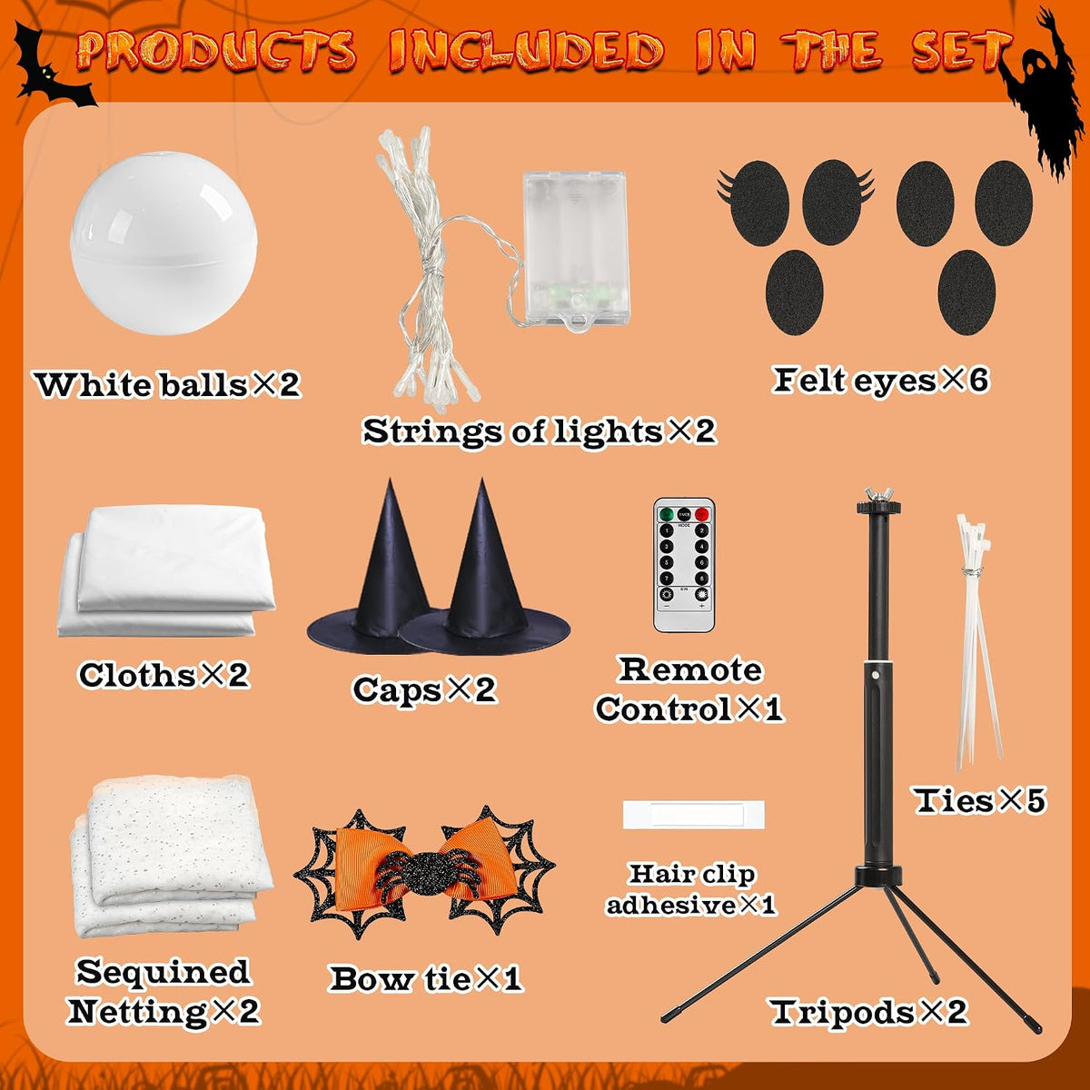2-Pack Halloween Light Up Ghost Decorations with Remote Control