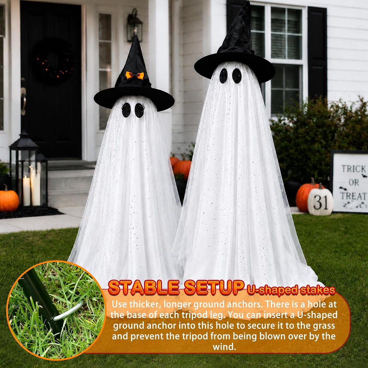 2-Pack Halloween Light Up Ghost Decorations with Remote Control