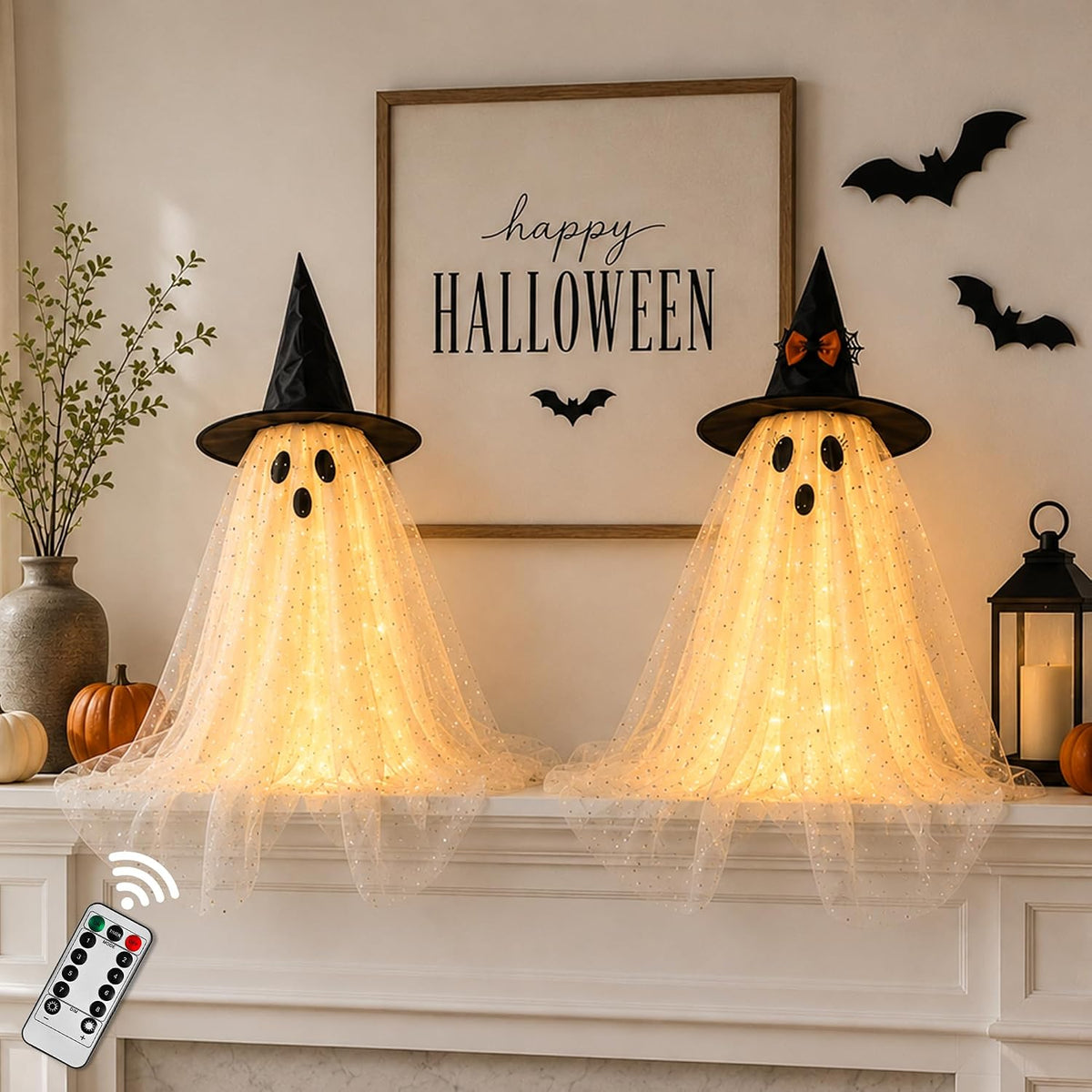 2-Pack Halloween Light Up Ghost Decorations with Remote Control
