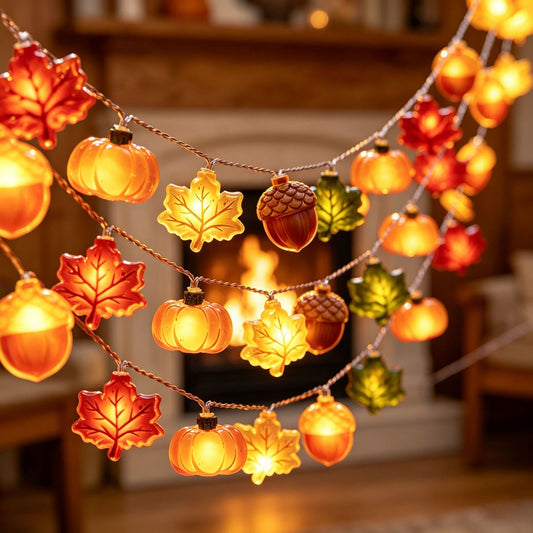 Halloween Pumpkin & Maple Leaf LED String Lights