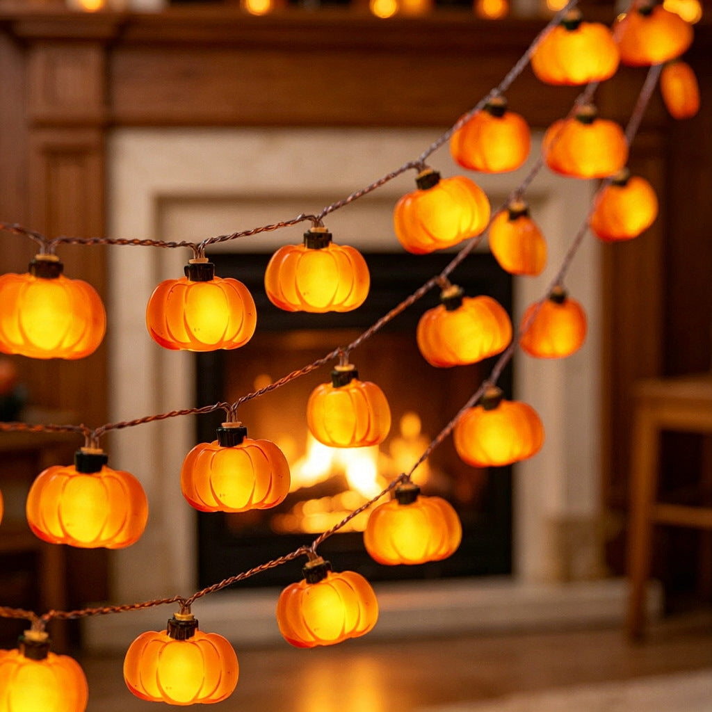 Halloween Pumpkin & Maple Leaf LED String Lights