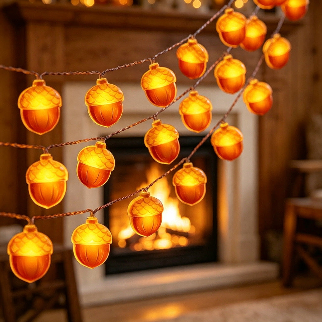 Halloween Pumpkin & Maple Leaf LED String Lights